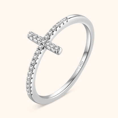 Kruis Ring met Zirkonia Steen Geloofs Symbool - Mode Vibes