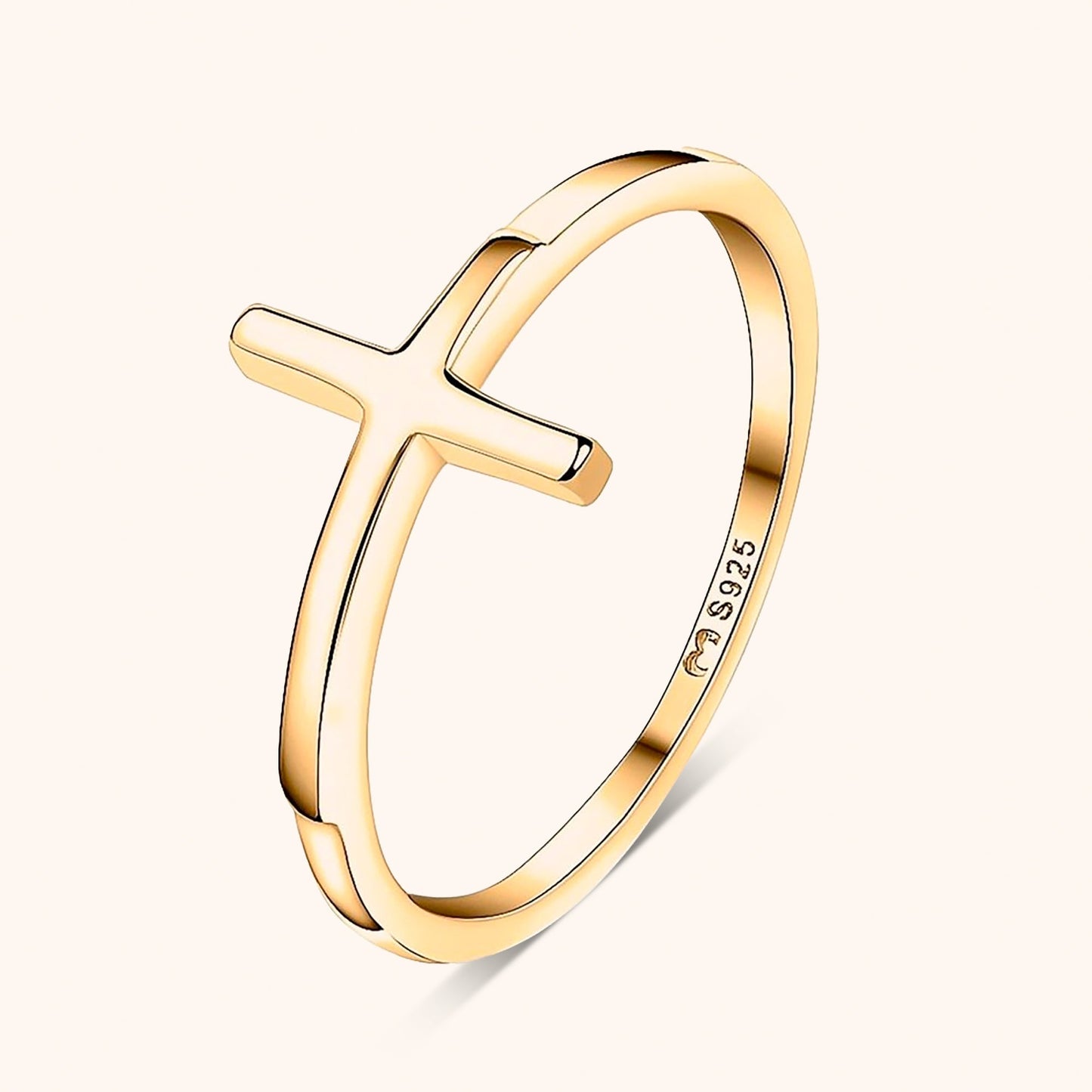 Kruis Ring met Detail Zilverkleurig Trendy Model