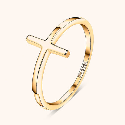 Kruis Ring met Detail Zilverkleurig Trendy Model