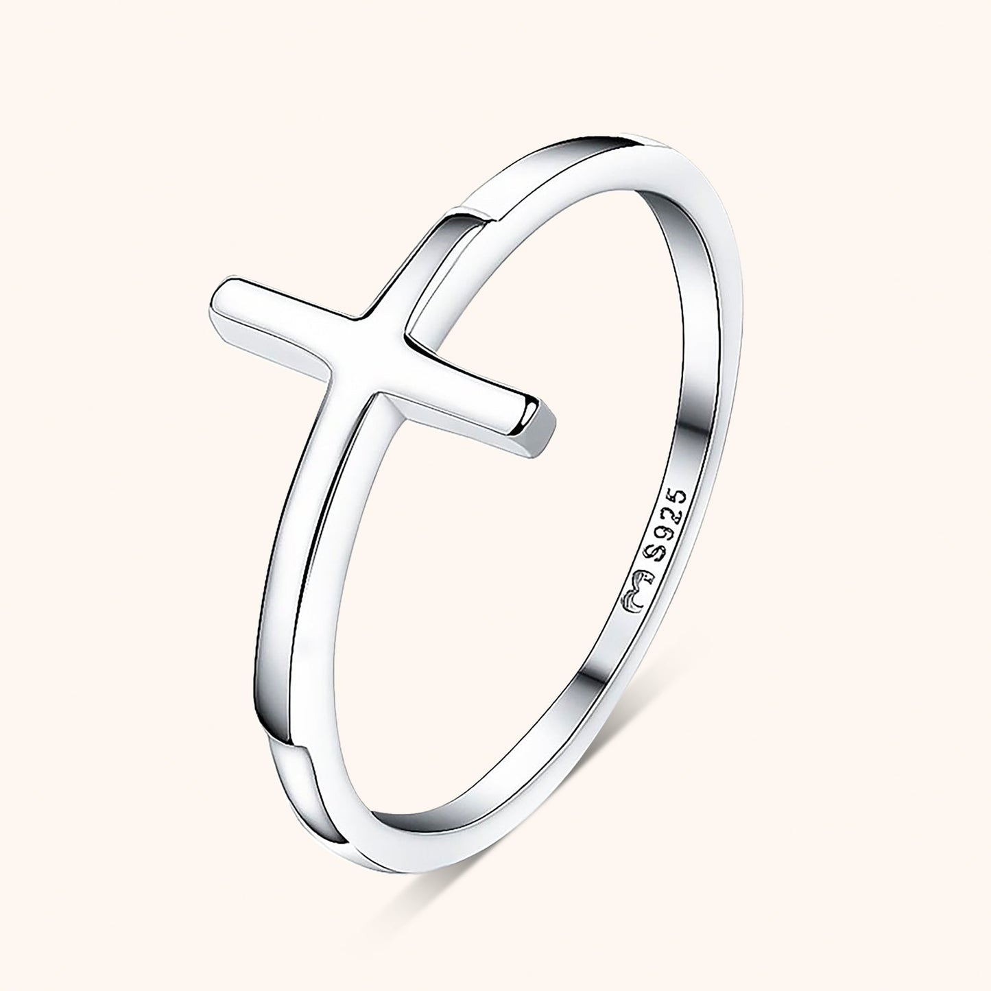 Kruis Ring met Detail Zilverkleurig Trendy Model - Mode Vibes