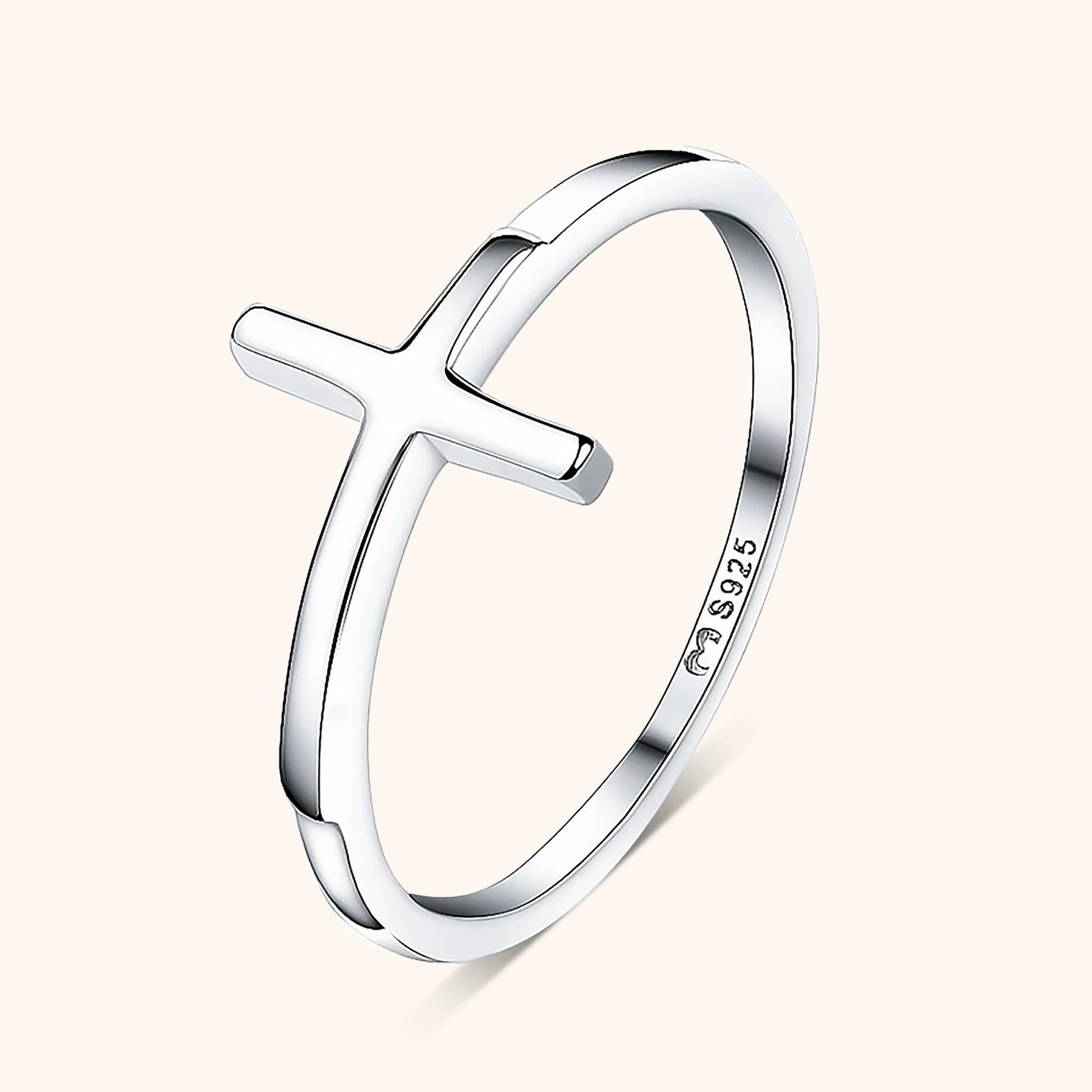 Kruis Ring met Detail Zilverkleurig Trendy Model - Mode Vibes