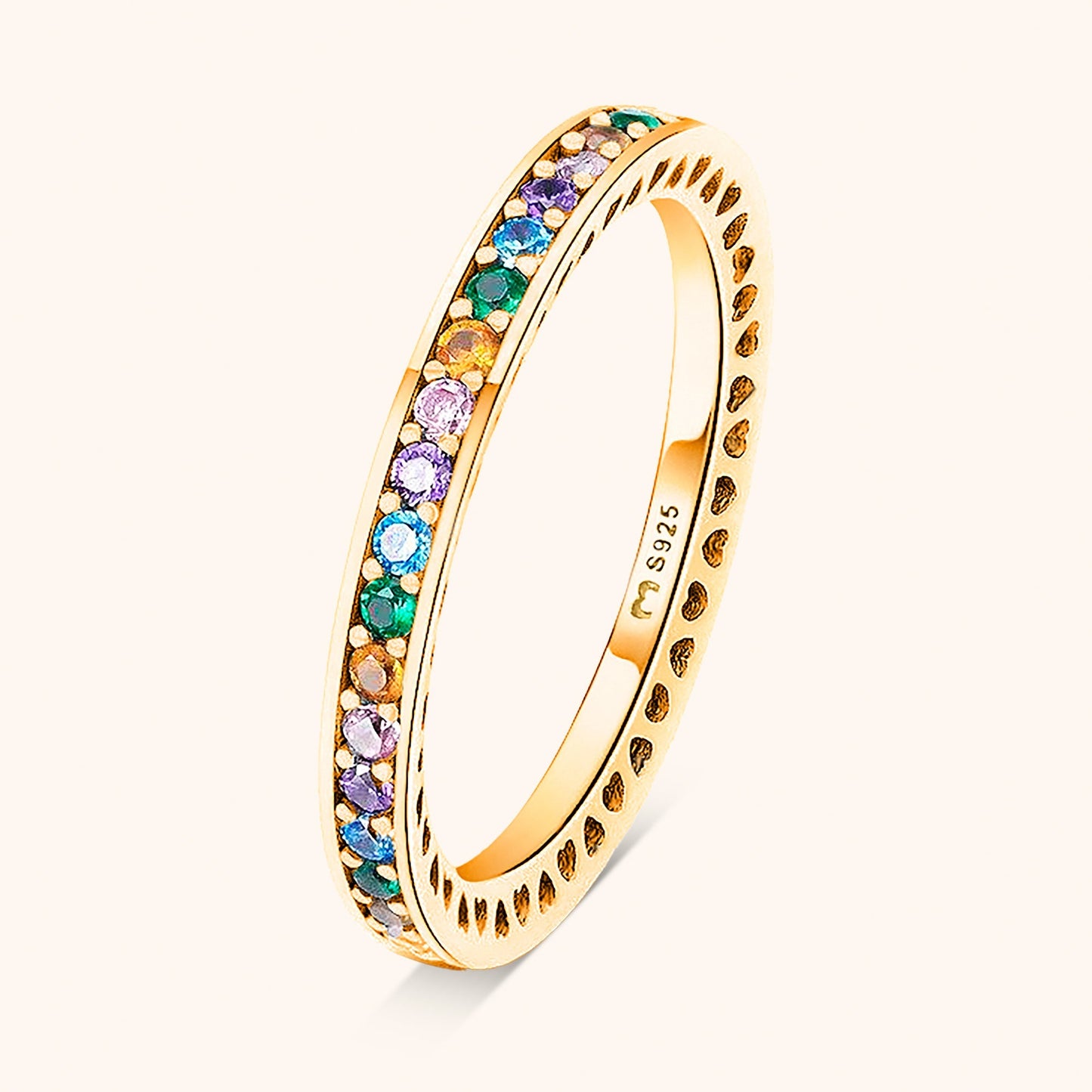Regenboog Ring Aurora Kleurrijke Zilveren Sieraden
