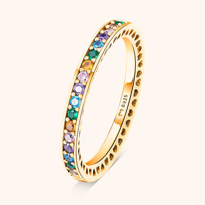 Regenboog Ring Aurora Kleurrijke Zilveren Sieraden