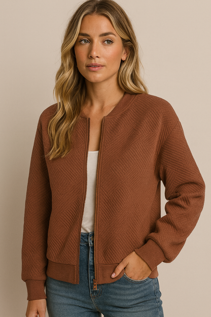 Dames Vest met Rits en Structuur Stijlvol Leer