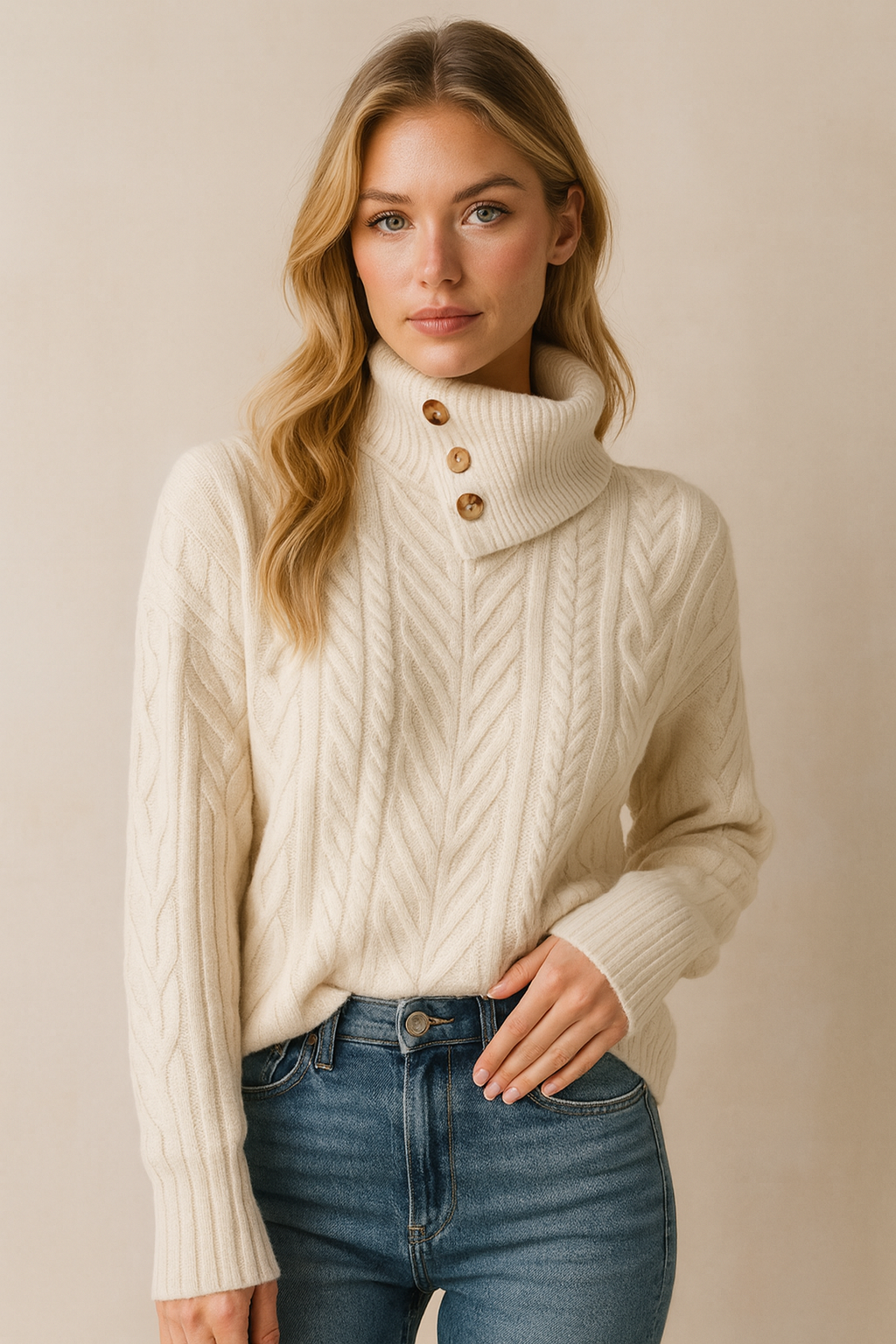 Dames Gebreide Trui met Kraag Detail Trendy Stijl - Mode Vibes