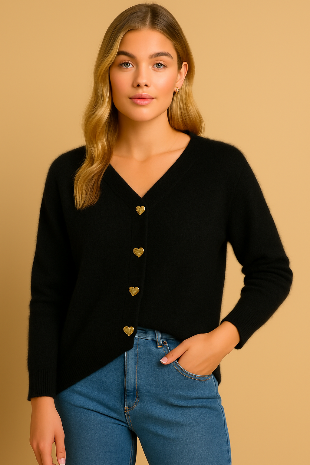 Dames Vest met Hartvormige Knopen Stijlvol Regenjas