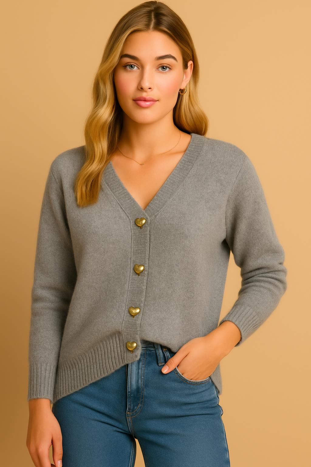 Dames Vest met Hartvormige Knopen Stijlvol Regenjas - Mode Vibes