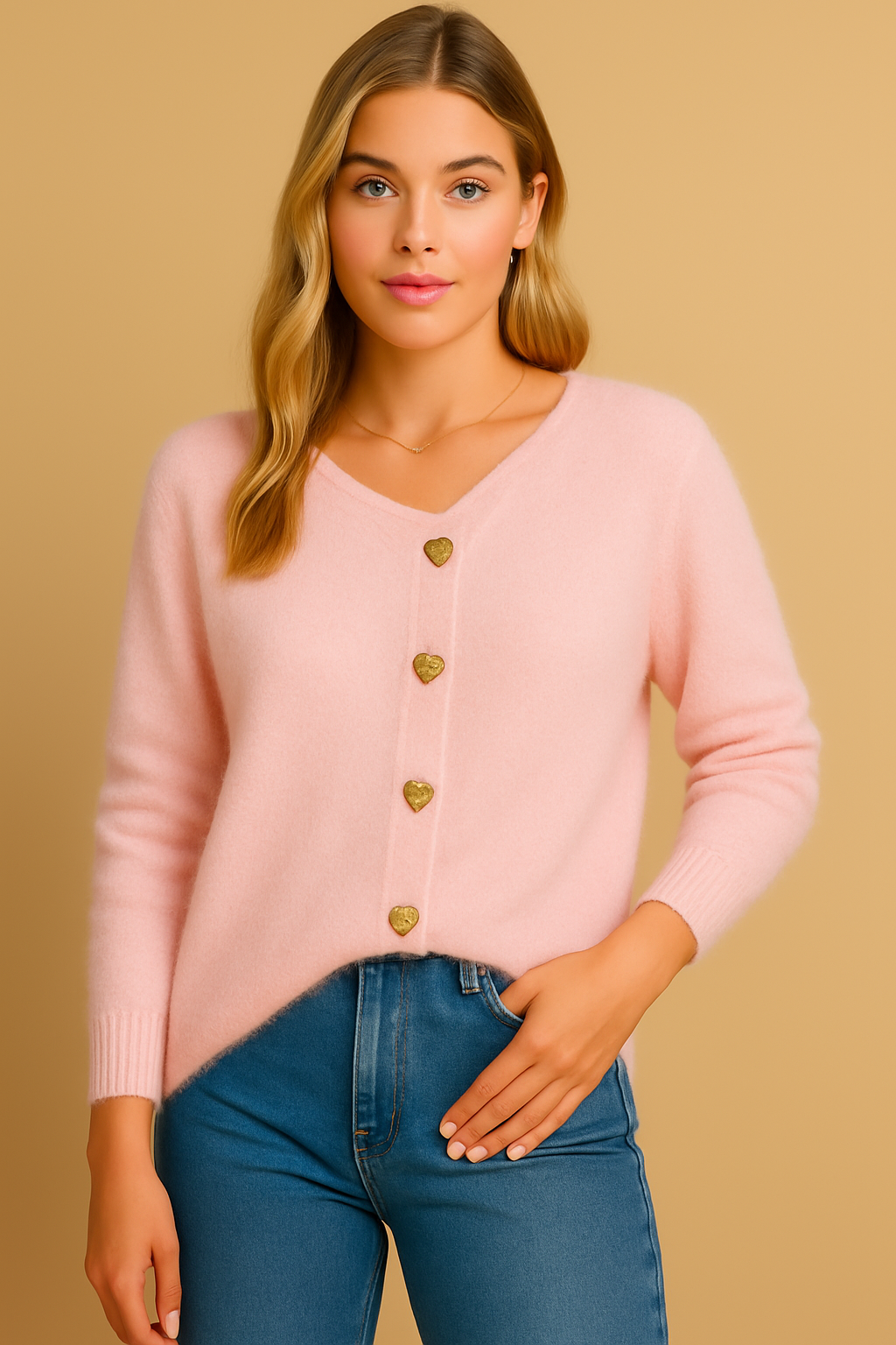 Dames Vest met Hartvormige Knopen Stijlvol Regenjas