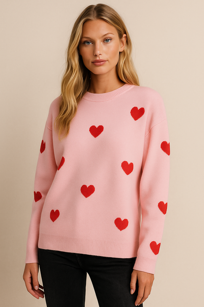 Dames Gebreide Trui met Harten Ralissa Stijlvol Elegance - Mode Vibes