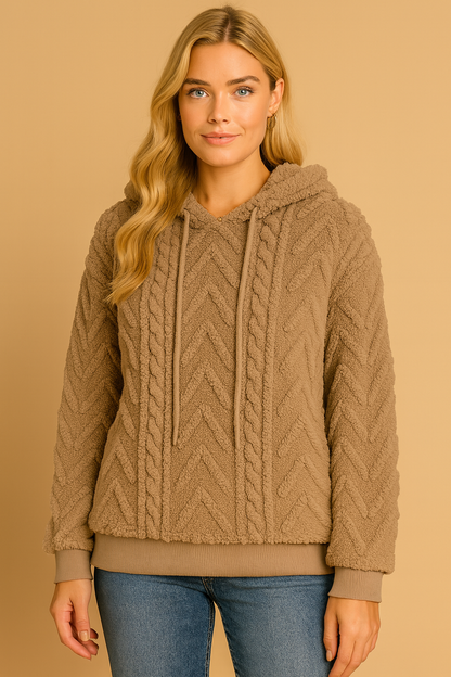 Dames Teddy Hoodie Geometrisch Patroon Zacht en Warm