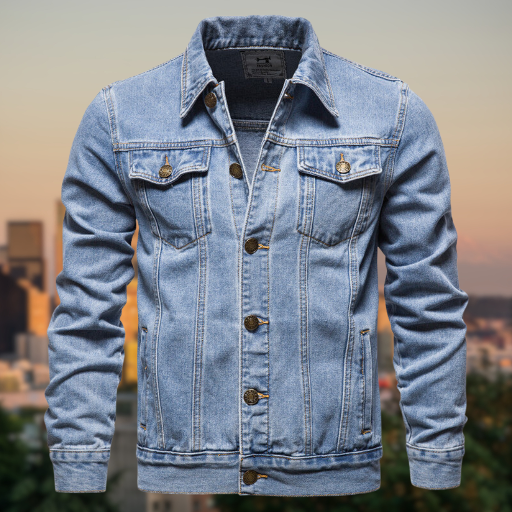 Donkere Blauwe Denim Jacket voor Mannen