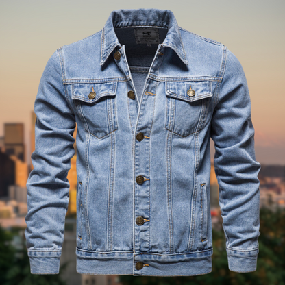Donkere Blauwe Denim Jacket voor Mannen