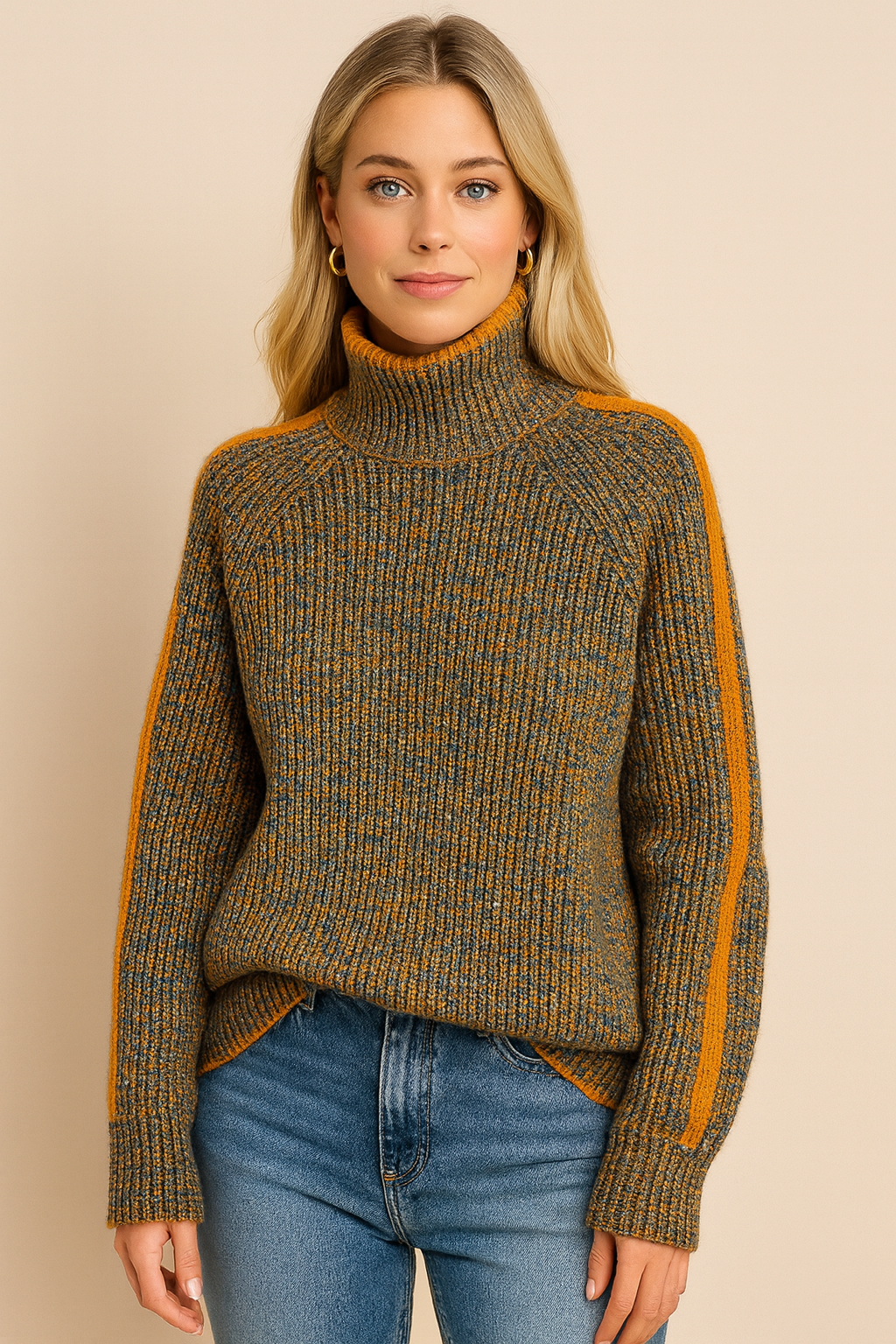 Dames Coltrui Warm Gebreid met Streep Patroon - Mode Vibes