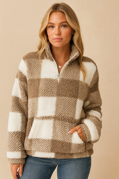 Dames Trui Warm en Comfortabel met Rits en Zakken