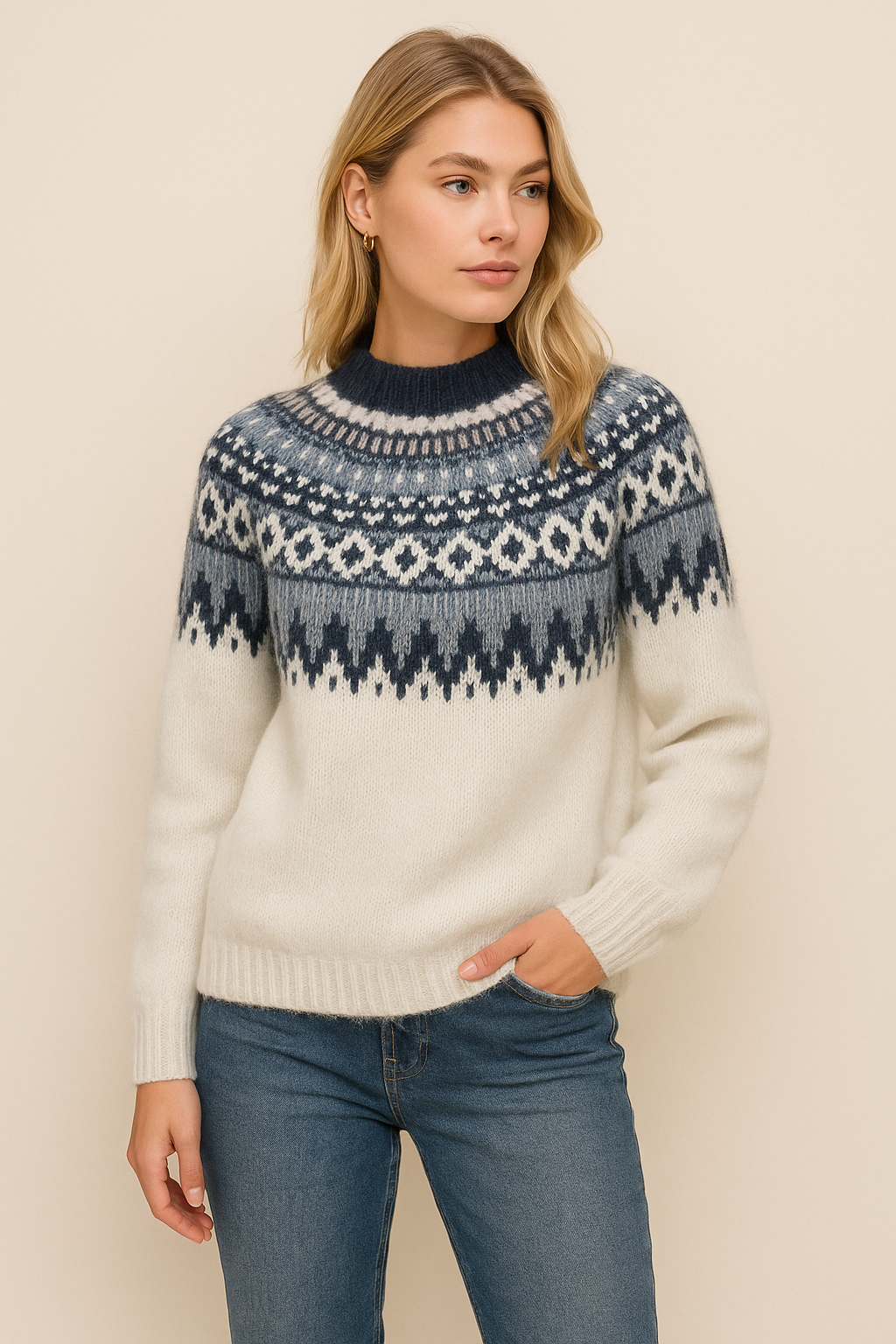 Dames Trui Noors Patroon Gebreid Warm - Mode Vibes