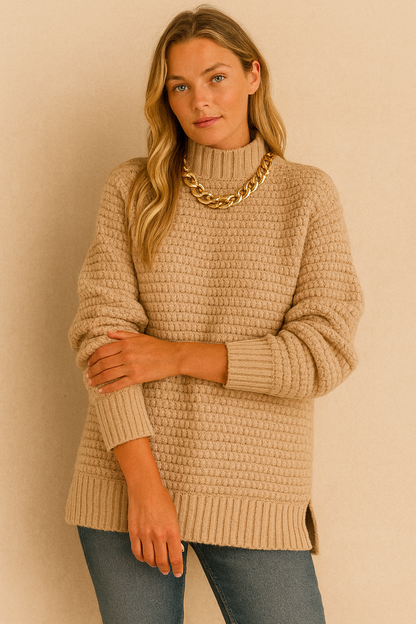 Dames Gebreide Coltrui Elegante Trendy Structuur - Mode Vibes