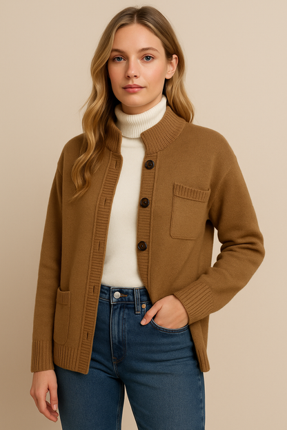 Dames Gebreide Vest Zacht met Staande Kraag - Mode Vibes