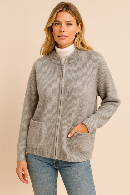 Dames Vest Gebreid met Ritssluiting Zwart