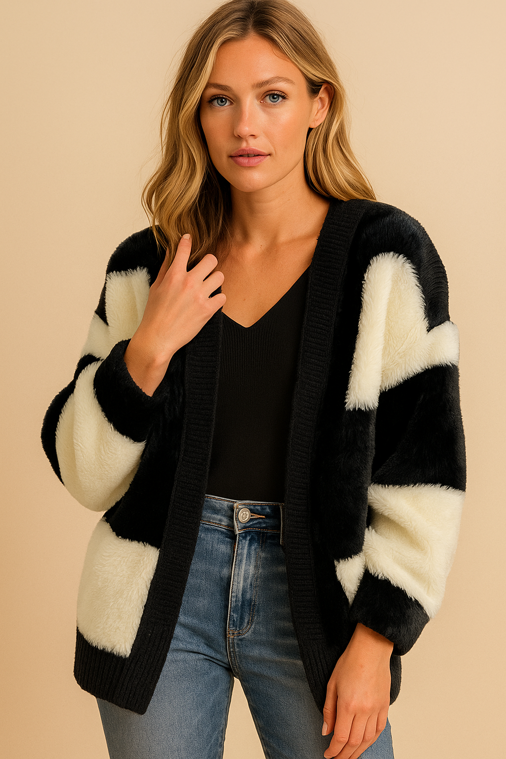 Dames Gebreide Vest Losvallend met Strepen - Mode Vibes