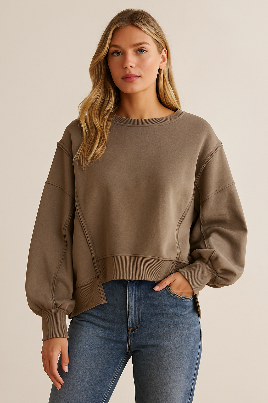 Dames Sweater Warm Losse Pasvorm Met Rauwe Randen - Mode Vibes