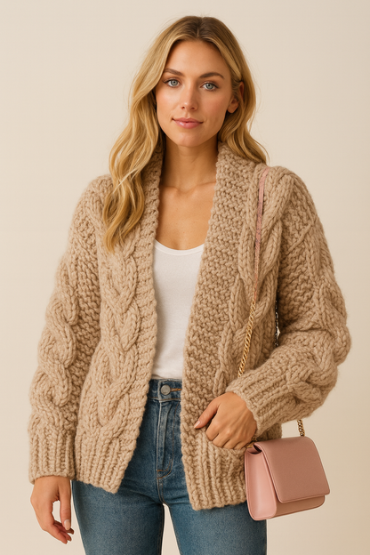 Dames Gebreid Vest Kabelpatroon Stijlvol Elegance - Mode Vibes