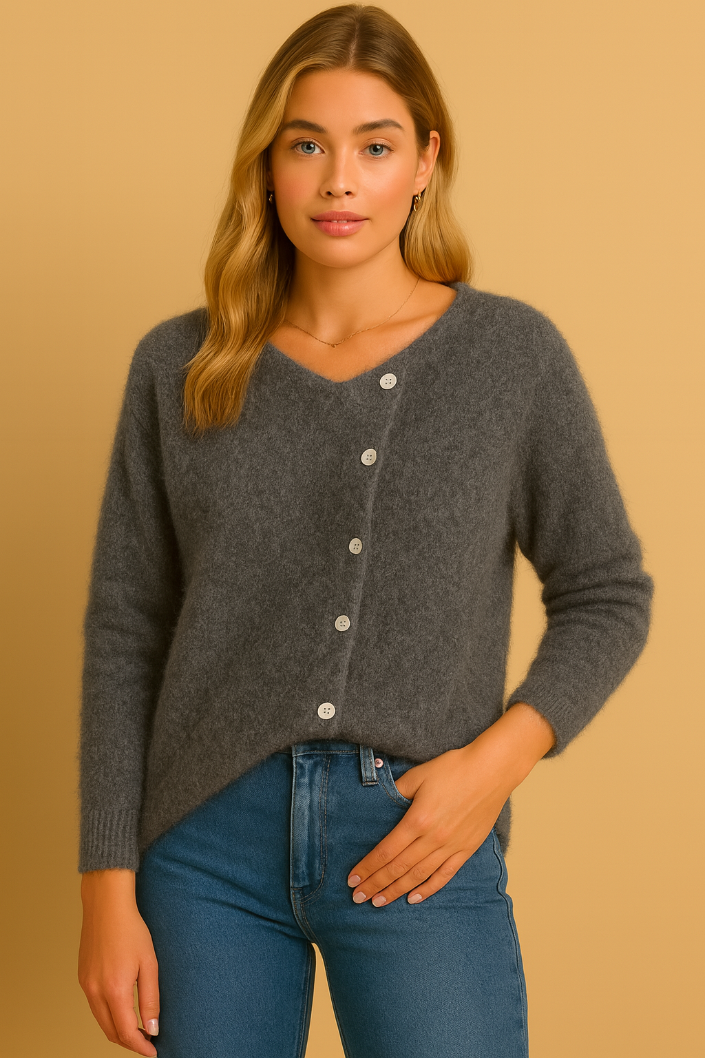Dames Wollen Vest met Knopen Stijlvol Warm