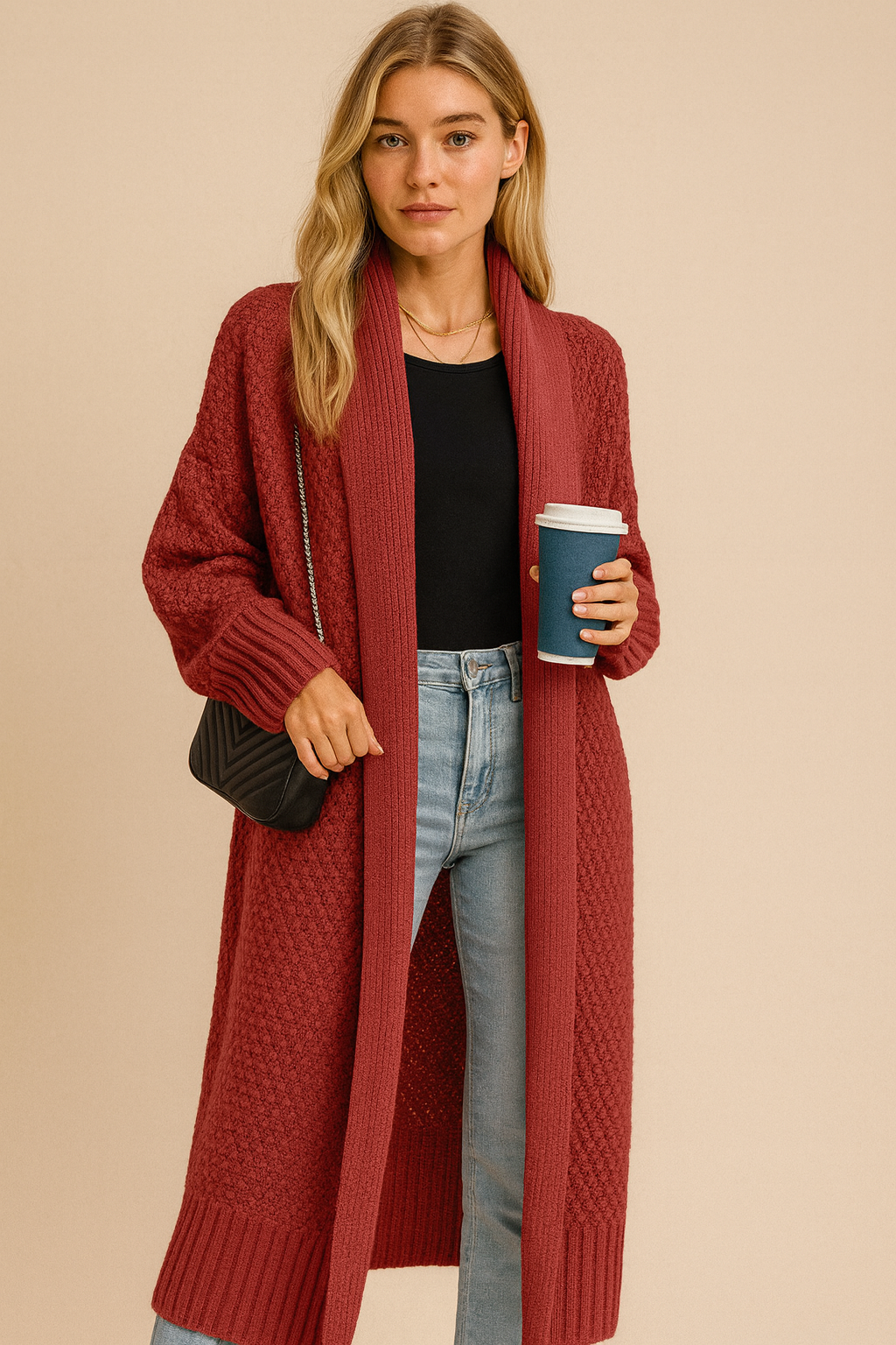 Dames Gebreide Vest Lange Elegante Trendy Trui - Mode Vibes