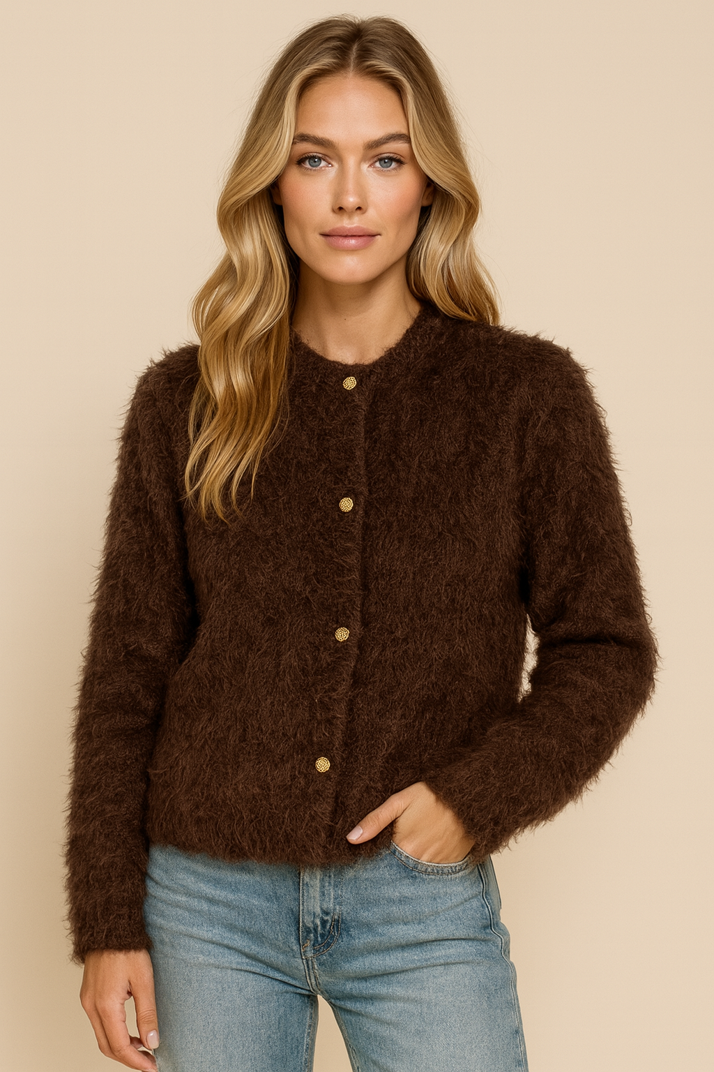 Dames Vest Teddy Jas Zacht Harig met Knopen - Mode Vibes