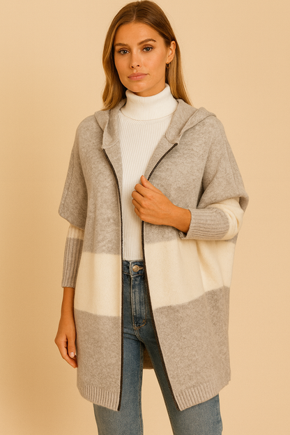 Dames Cardigan Jas Colorblock Hoodie Zacht - Mode Vibes