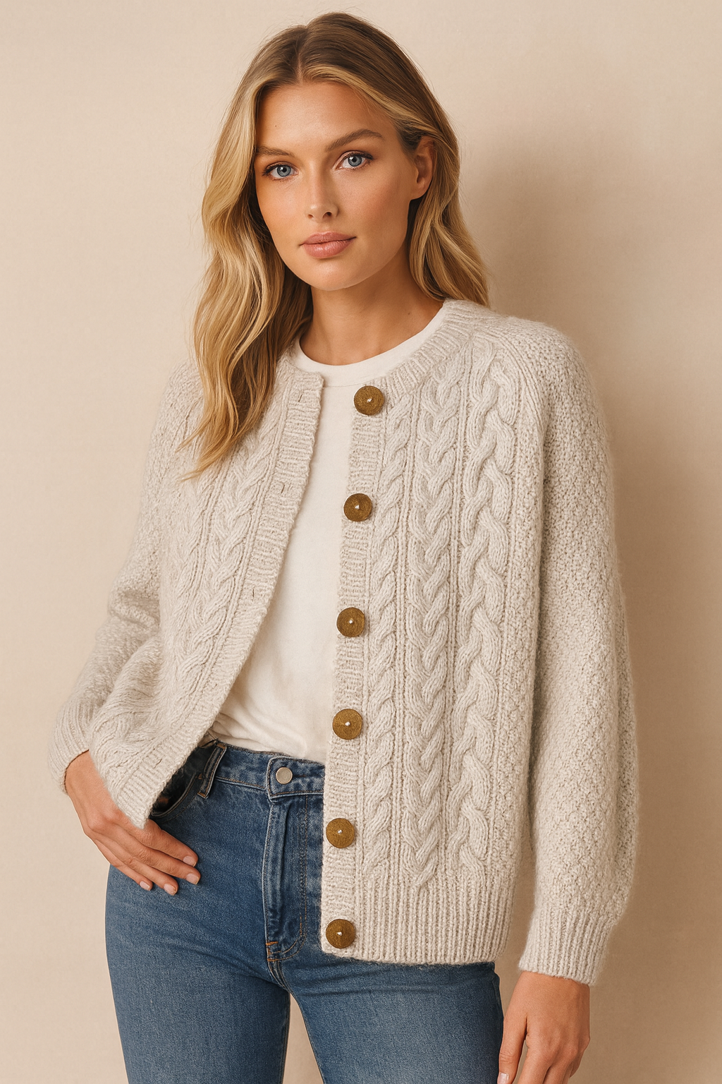 Dames Gebreide Vest met Knopen Warm Elegance - Mode Vibes