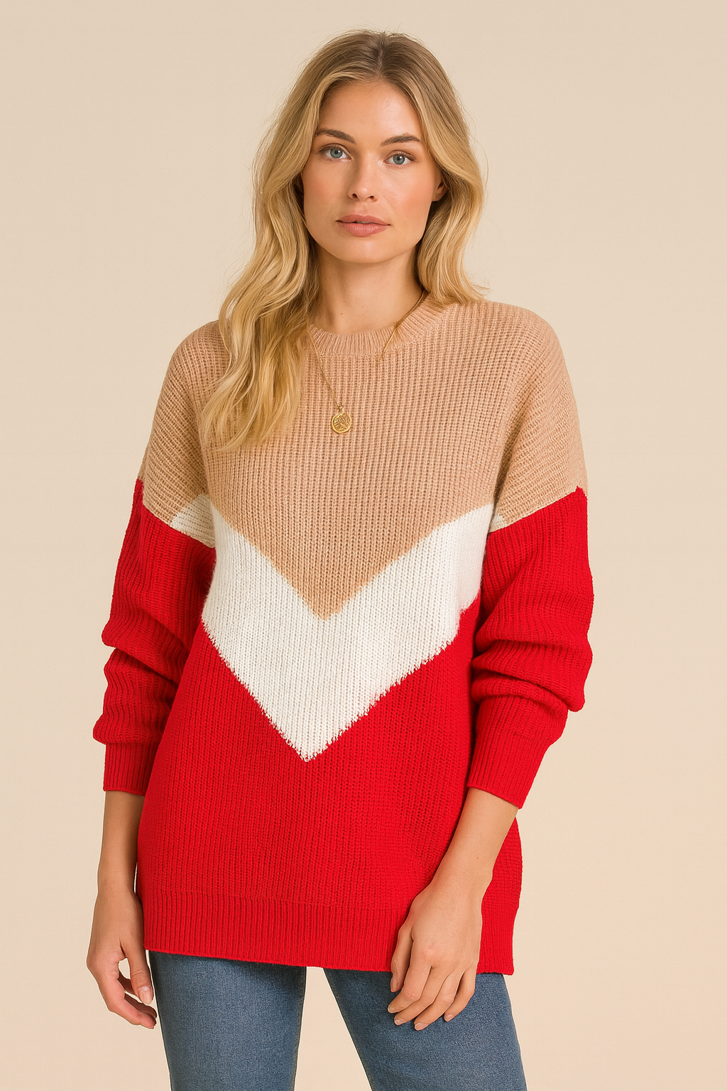 Dames Trui met Kleurvlakken Trendy Stijlvol - Mode Vibes