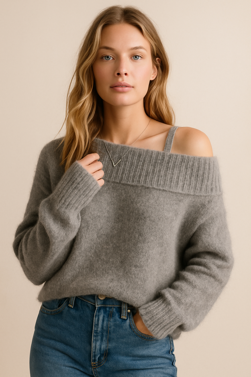 Dames Gebreide Off-shoulder Trui Stijlvol Trendy - Mode Vibes