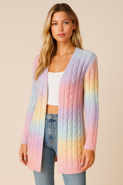 Dames Gebreide Vest Regenboog Kleuren Warm en Stijlvol - Mode Vibes