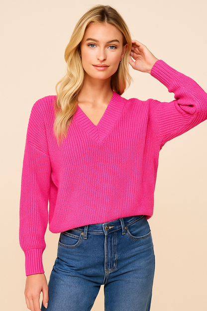 Dames Trui Basic Gebreid met V-hals Elegante Stijl - Mode Vibes