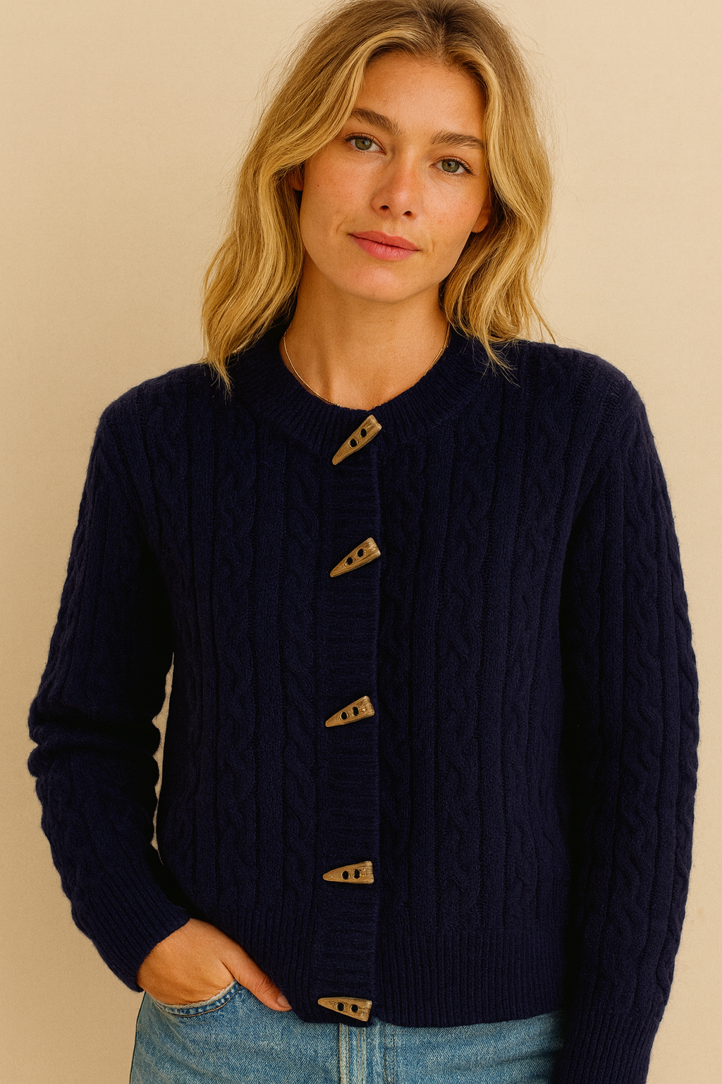 Dames Gebreide Vest met Hoornknopen Elegant Model - Mode Vibes