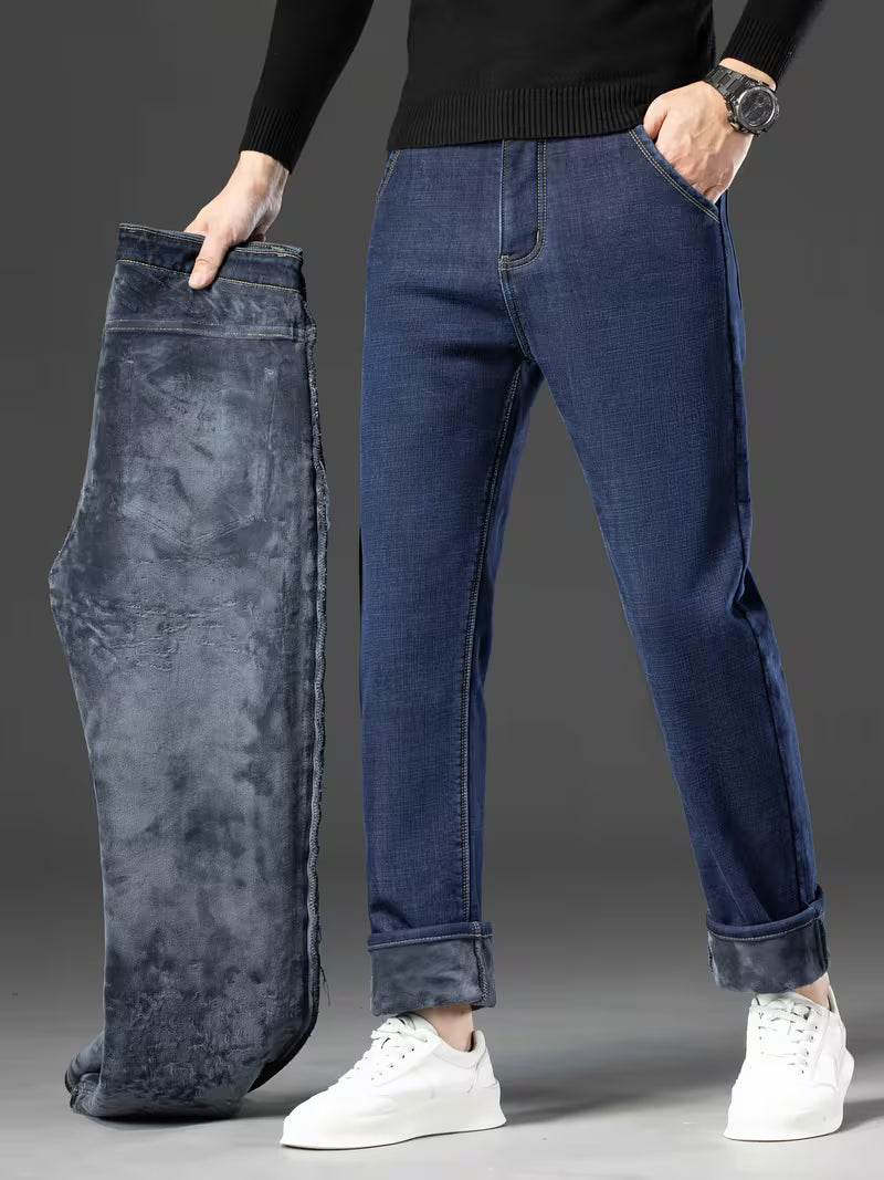 Rechte pijp herenbroek met fleece binnenvoering