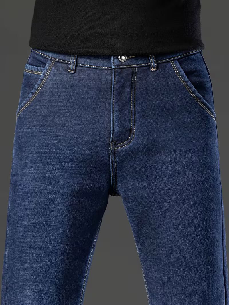 Rechte pijp herenbroek met fleece binnenvoering