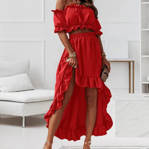 Jurkset met Ruches Vrouwen Elegante Zomerjurk