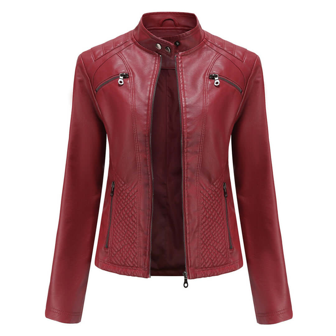 Dames Leren Jas met Tijdloze Elegante Look