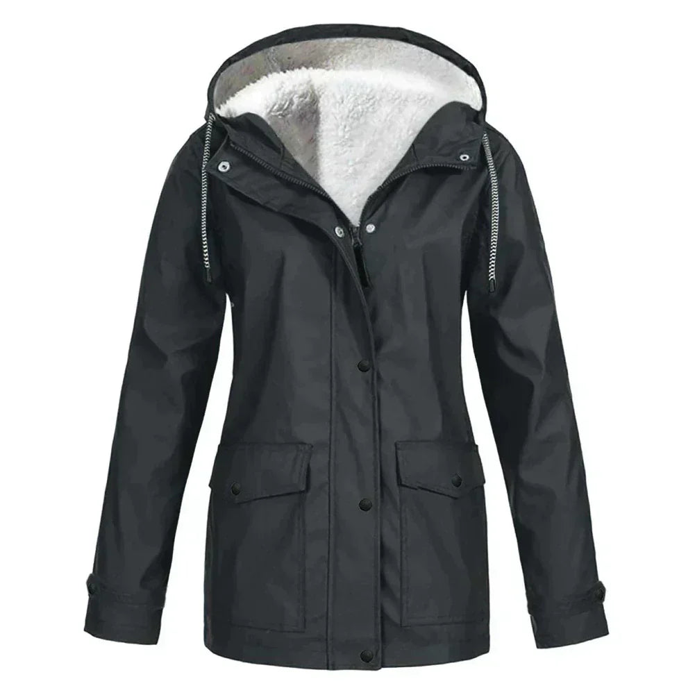 Waterdichte Regenjas met Fleece en Capuchon - Mode Vibes