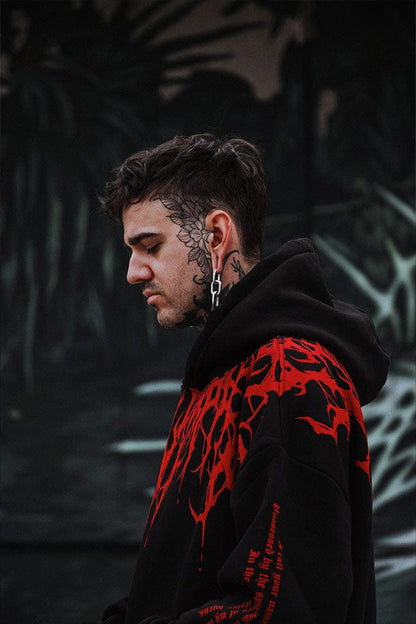 Oversized Hoodie met Damon Print – Zware Sweatshirt voor Heren