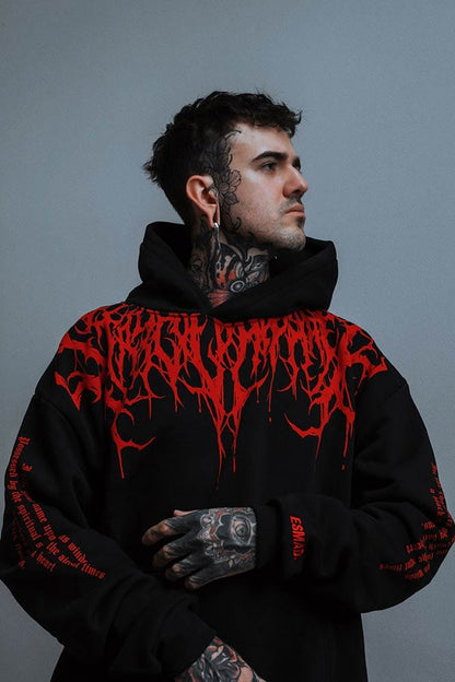 Oversized Hoodie met Damon Print – Zware Sweatshirt voor Heren