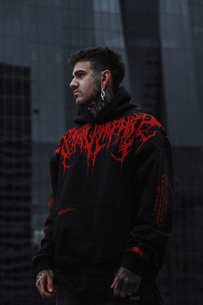Oversized Hoodie met Damon Print – Zware Sweatshirt voor Heren