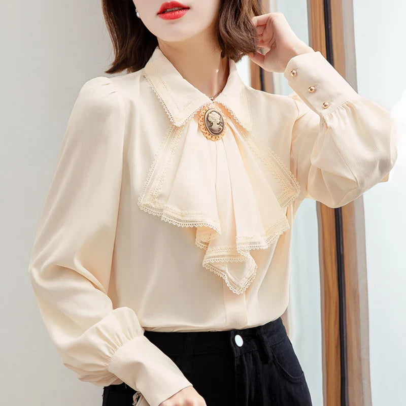 GlamourBloom's Retro Blue Chiffon Blouse