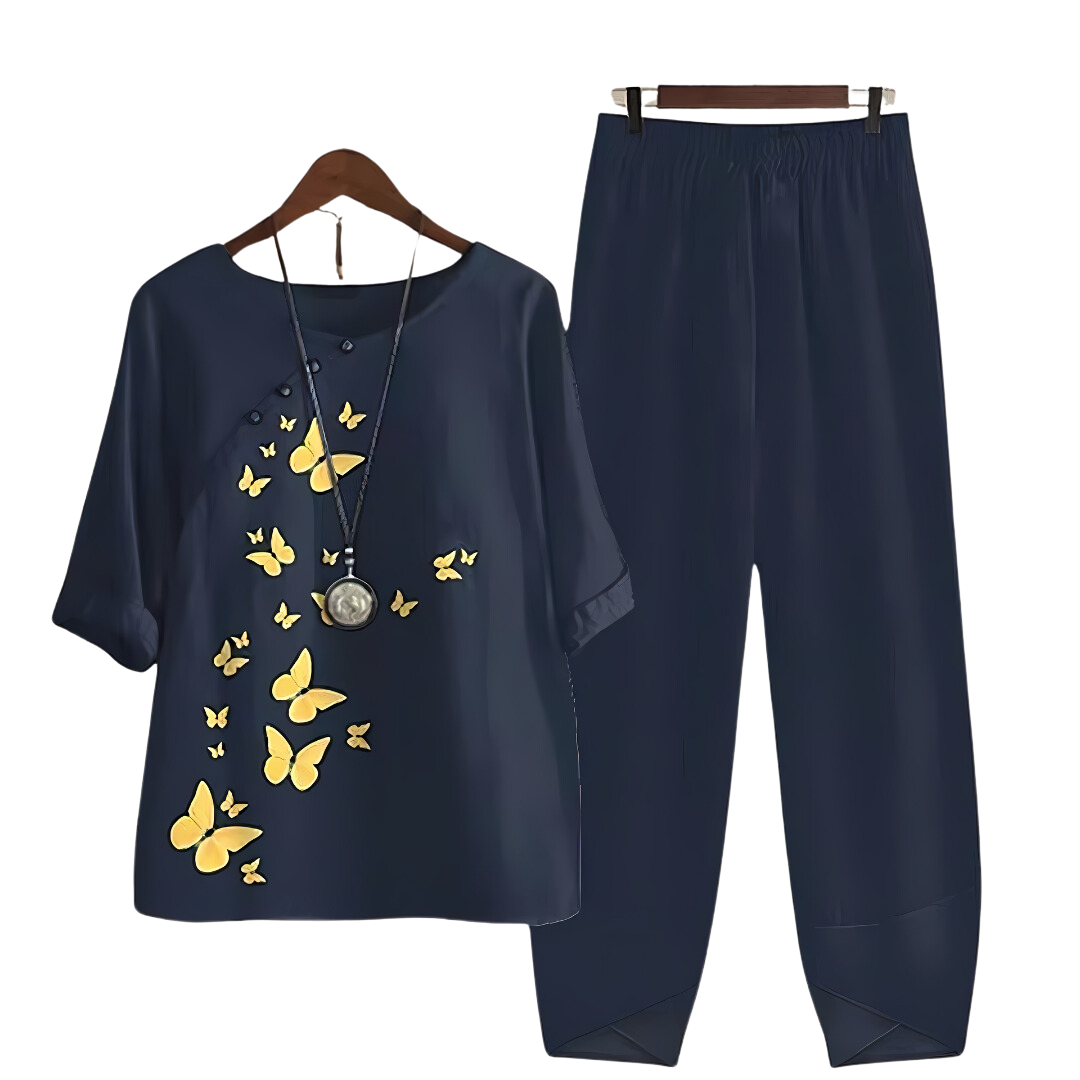 Dames Overhemd- en Broekpak Elegant van Hoogwaardige Stof - Mode Vibes