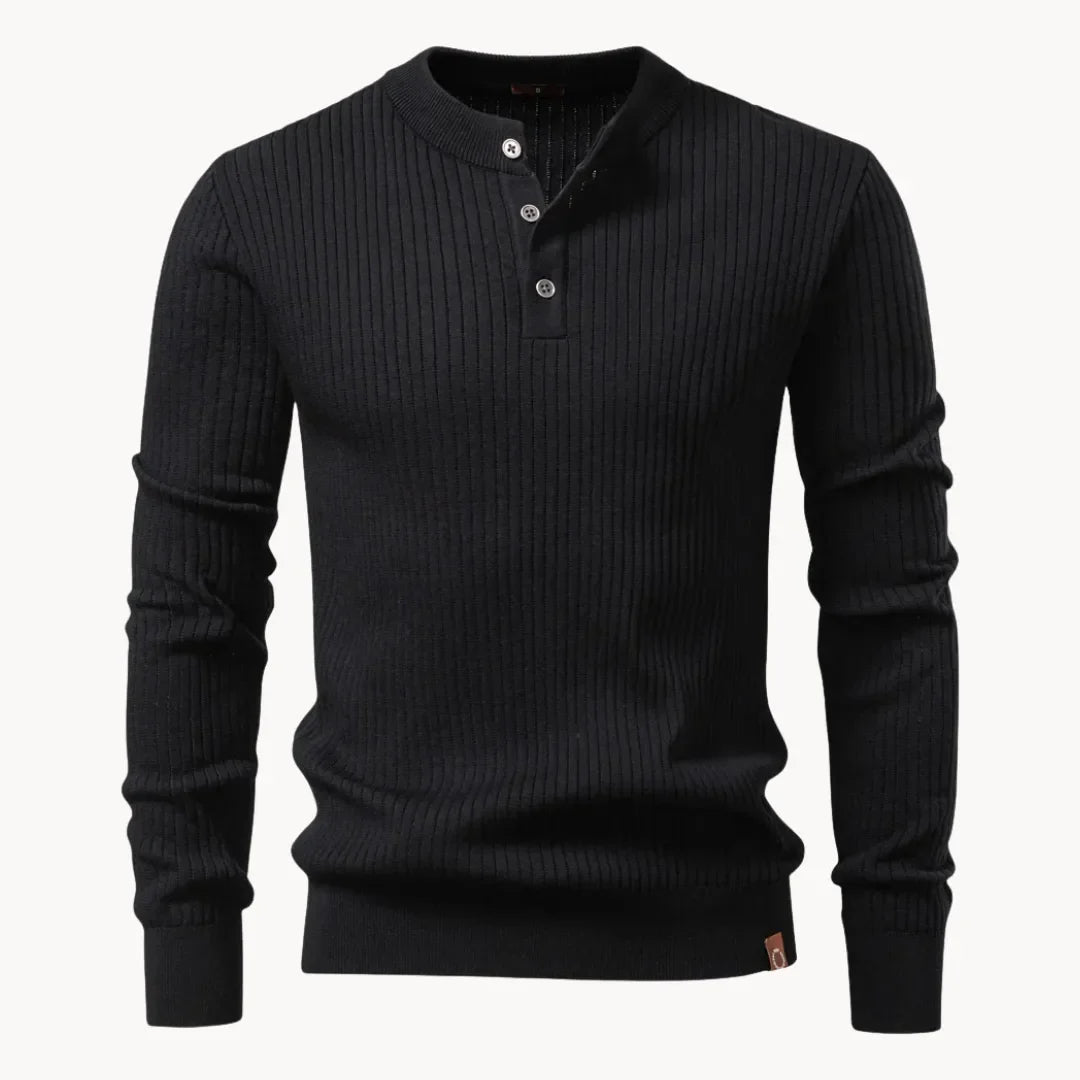 Ribgebreide Trui Ronde Hals Knoopsluiting Heren - Mode Vibes