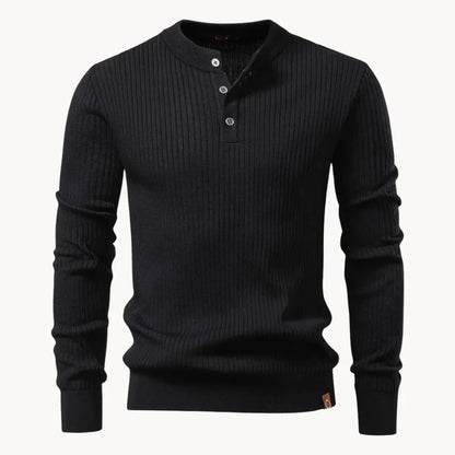 Ribgebreide Trui Ronde Hals Knoopsluiting Heren - Mode Vibes