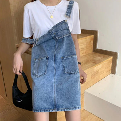 Denim Overall Jurk - Koreaanse Stijl, Mouwloos Design