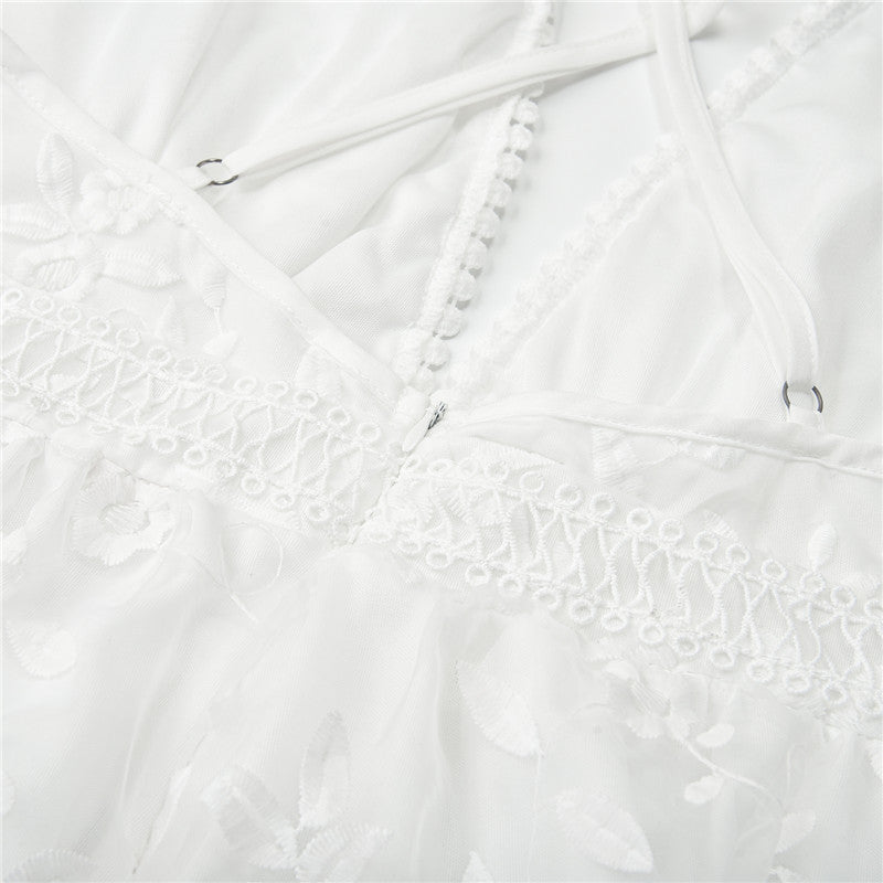 Witte Zomerjurk Romantisch Elegant voor Vrouw