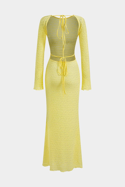 Maxi Jurk Rugstrik Glamour Elegante Vrouwelijke Jurk